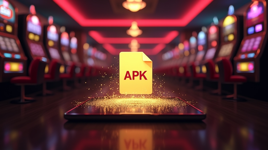 Αρχείο APK σε οθόνη μέσα σε σκοτεινό καζίνο